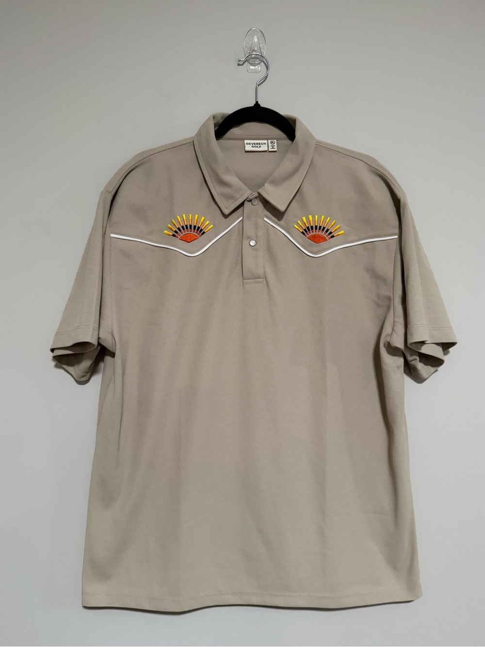 Devereux Golf Men’s Tan Play More Western Arizona Sun Polo Shirt Size XL